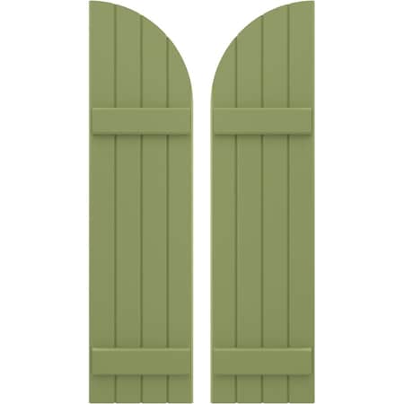 Ekena Millwork Americraft 4-Board (2 Batten) Wood Joined Board-n-Batten Shutters w/ Arch Top, ARW101BQ414X38MGH, PR ARW101BQ414X38MGH